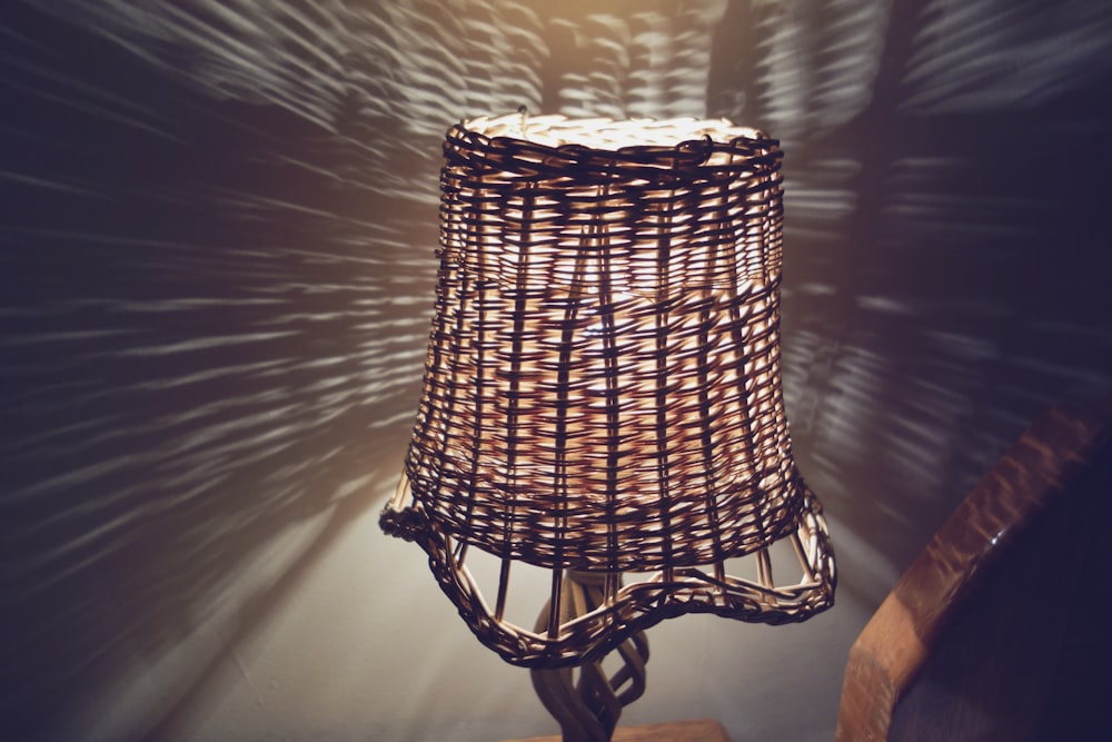 brown wicker lamp shade