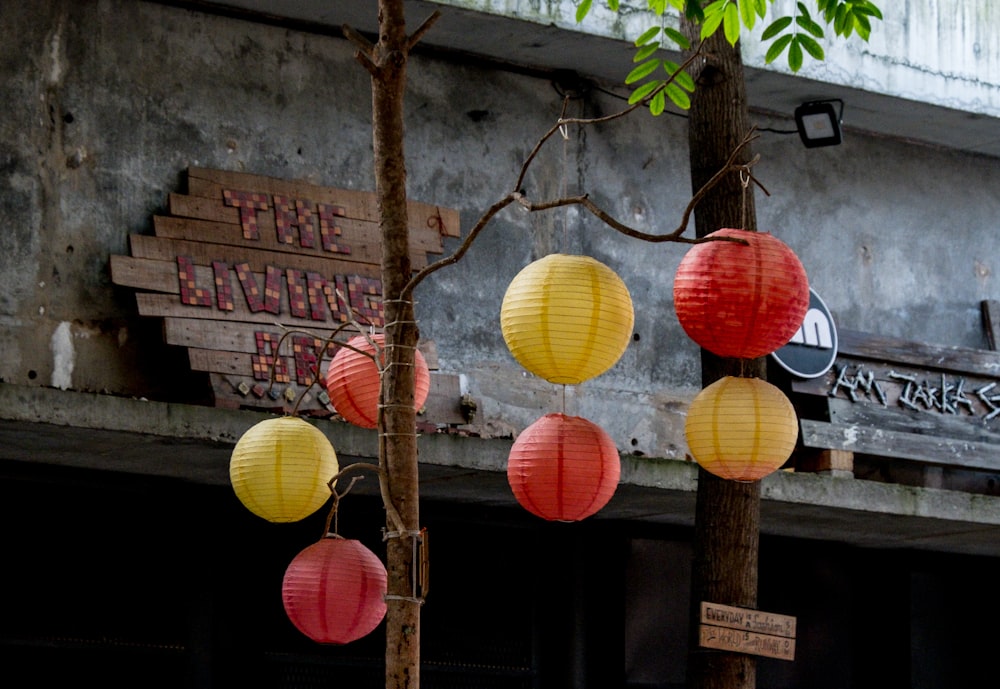 assorted-color paper lanterns