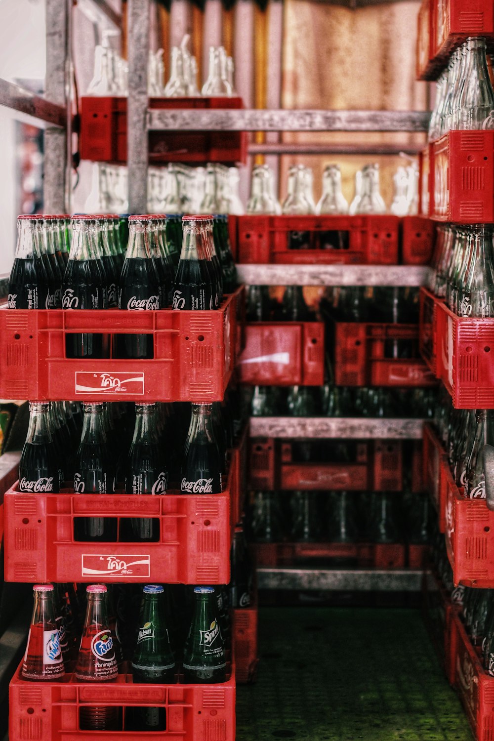 bottles in crate