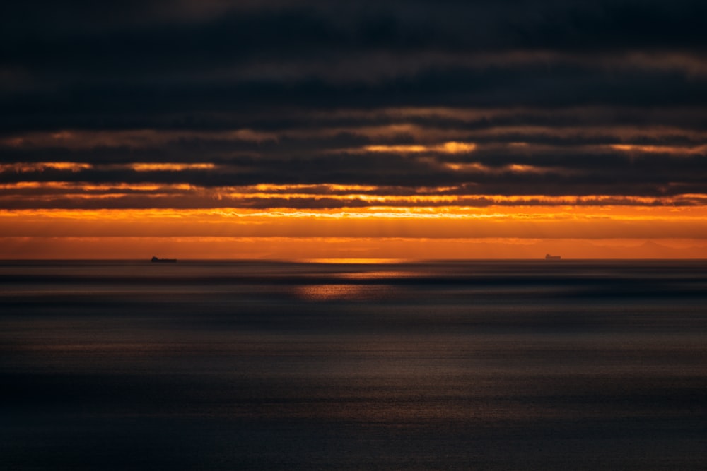 a large body of water under a cloudy sky