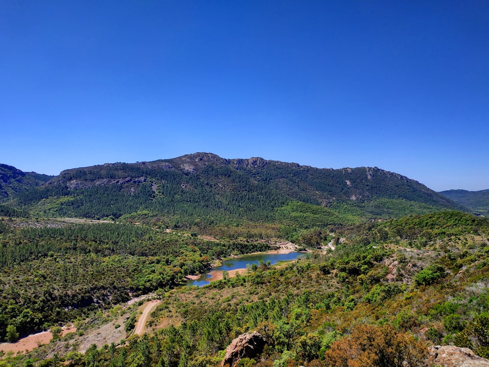 landscape photography of green mountain