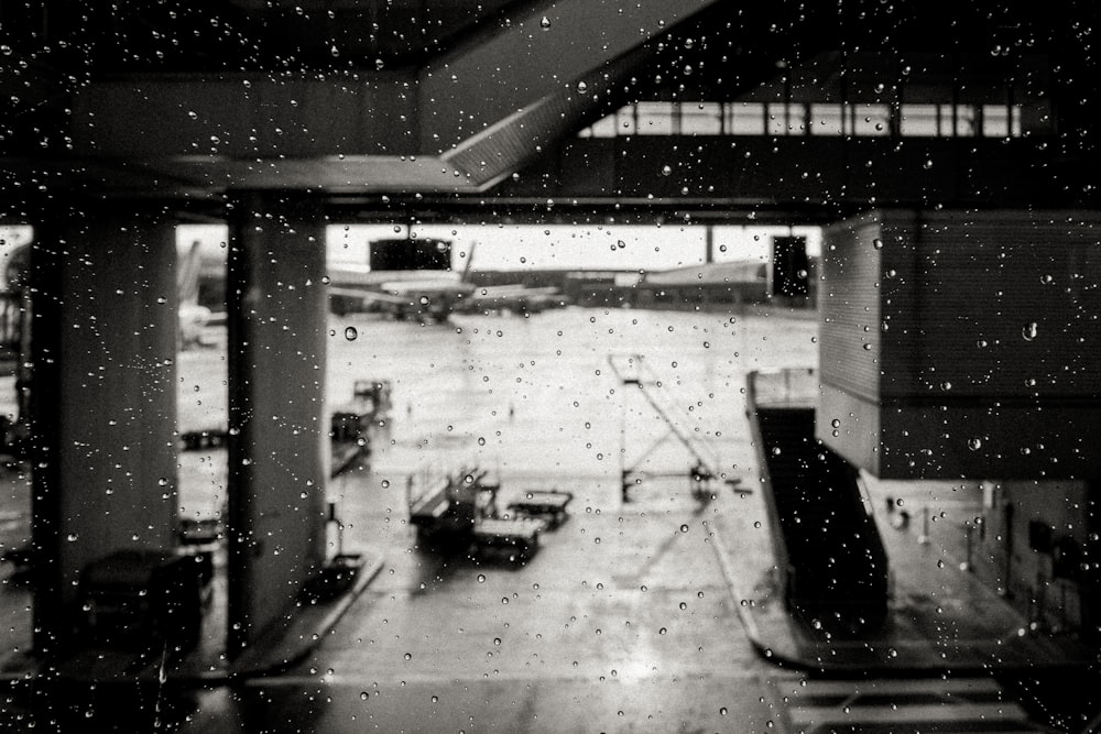 greyscale photography of building interior