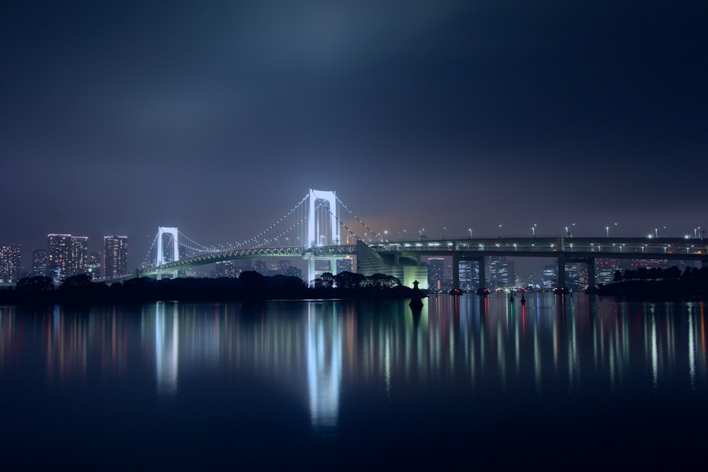 view of bridge at night