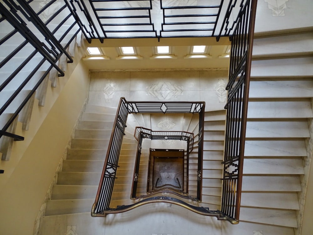 white spiral stairs