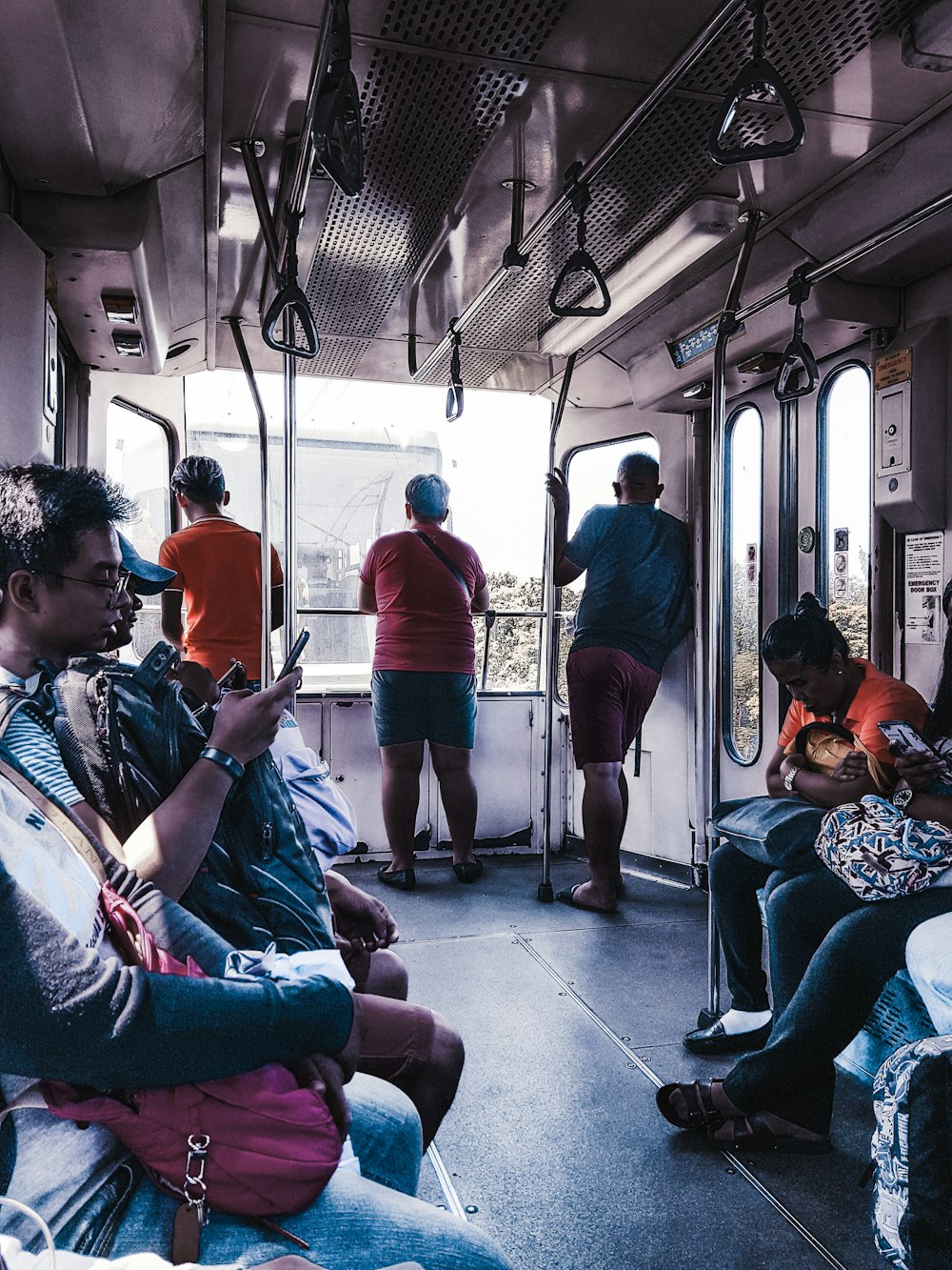 man riding train