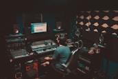 Recording studio filled with advanced technology.