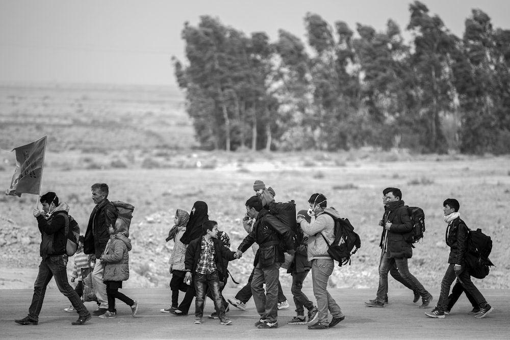 people walking at rural area