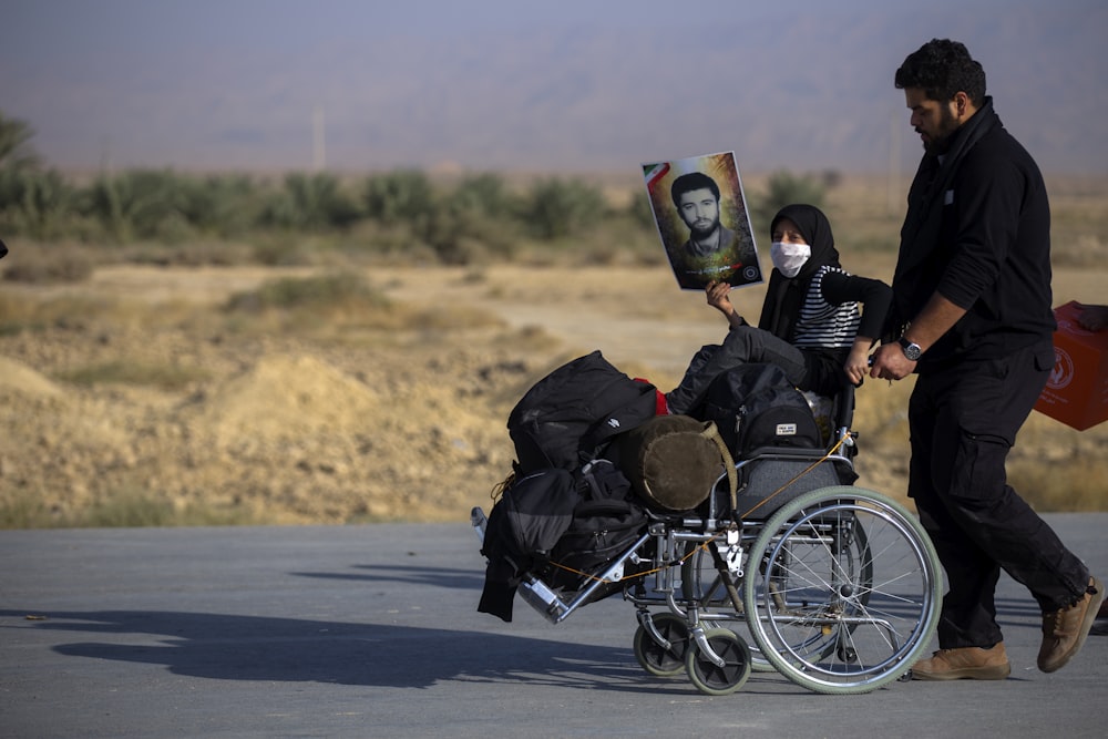 woman on a gray wheelchair