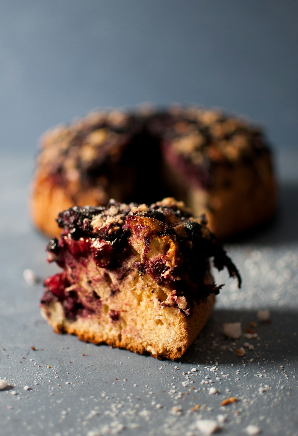 sliced donut with chocolate