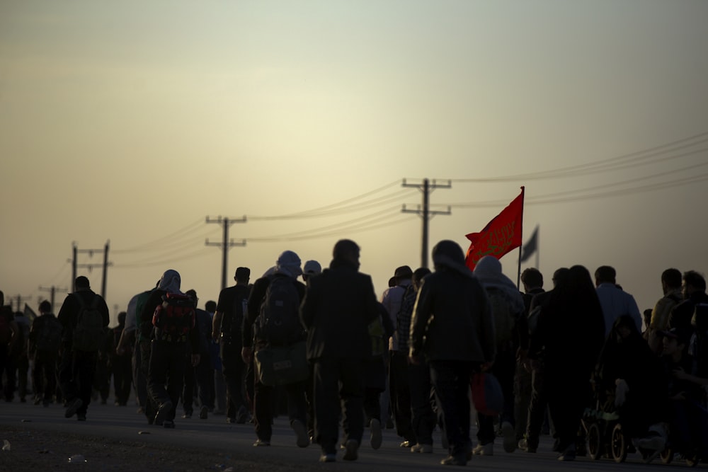 group of person walking on road