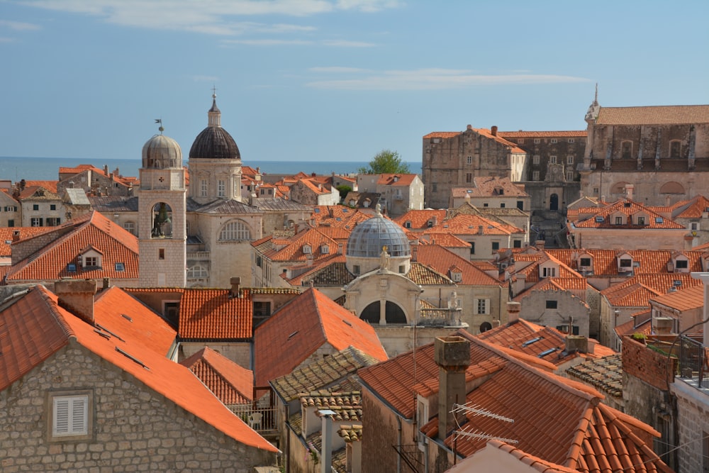 orange-roofed building