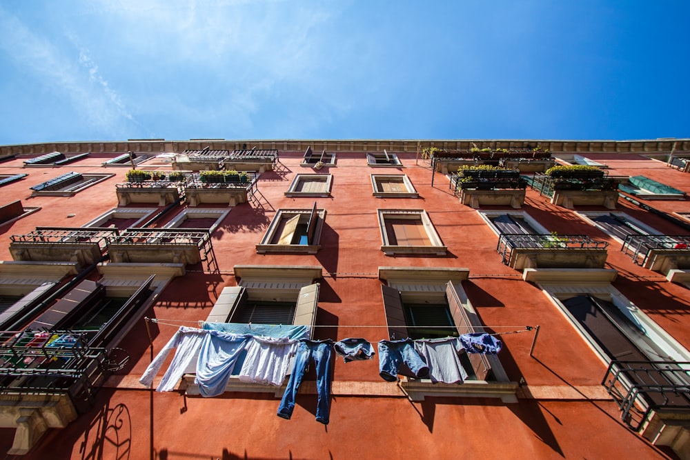 hanged clothes outside building