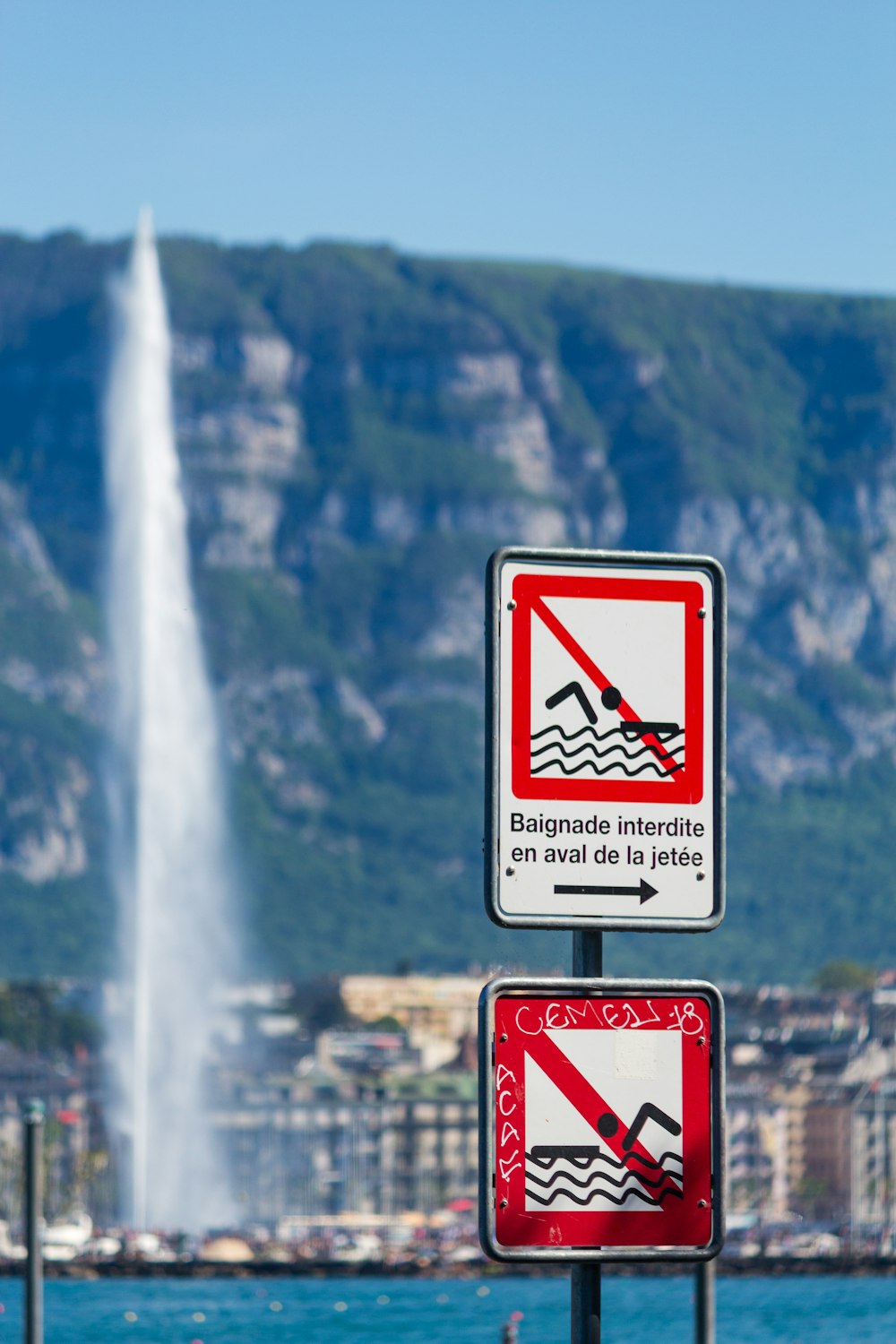 red and white signage