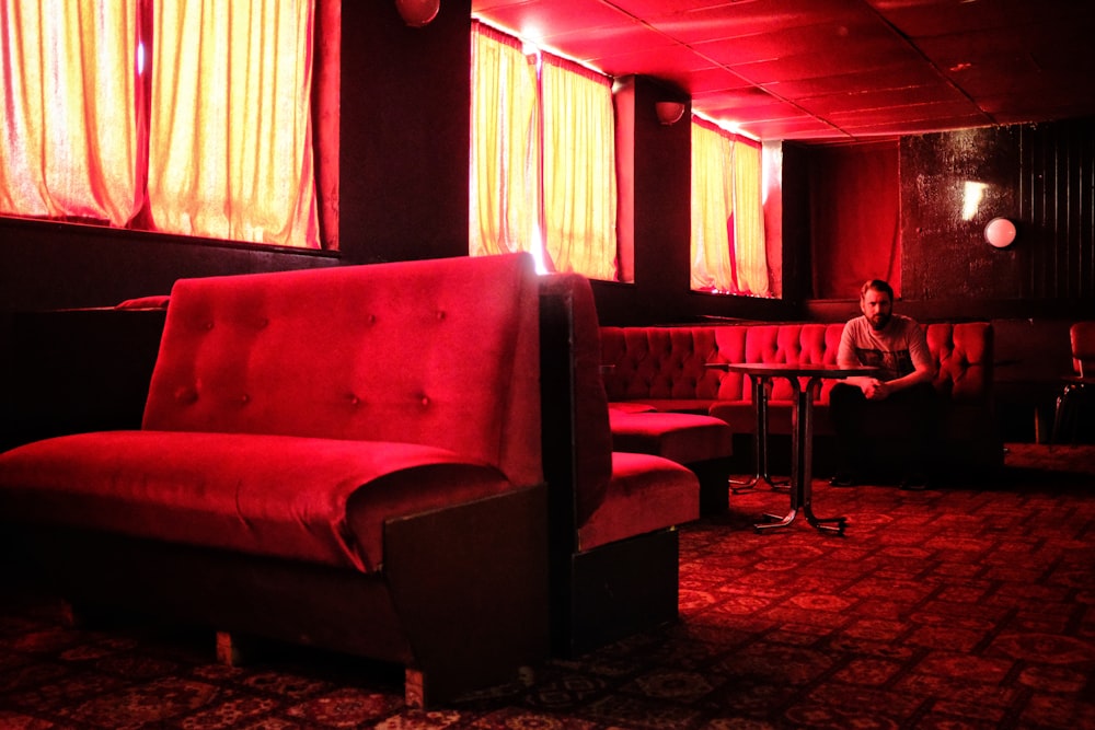 interior of a red themed restaurant