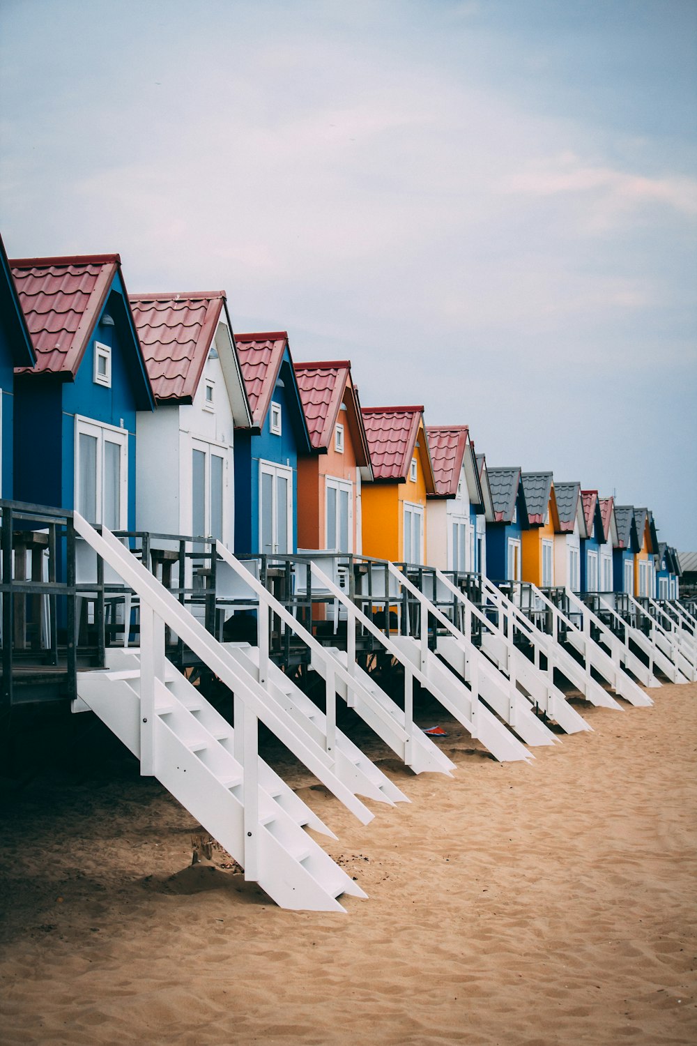 in-lined houses with different colors