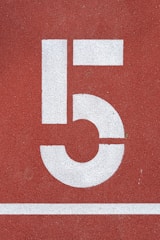 red and white 5 text