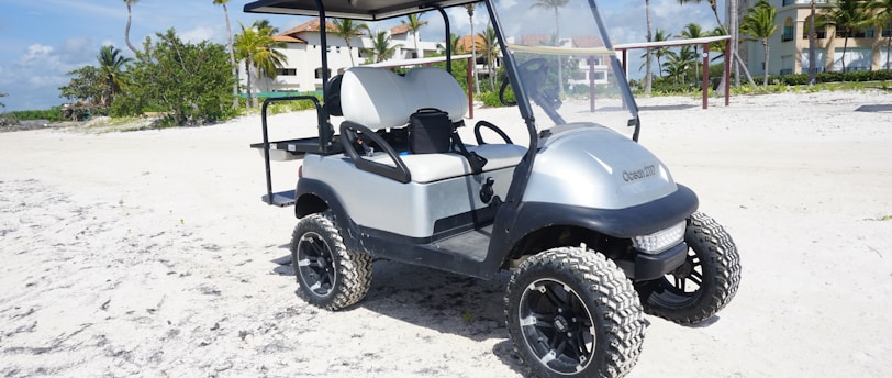 gray and white golf cart