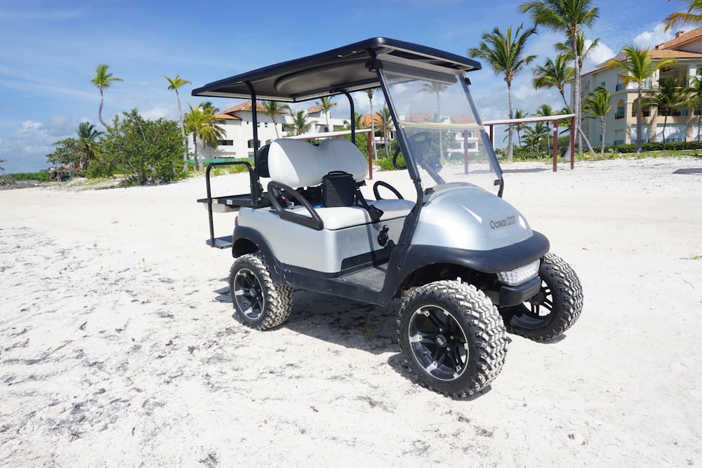 gray and white golf cart