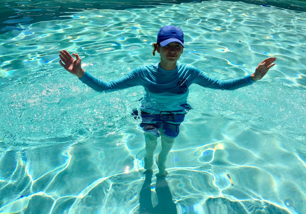 person in pool