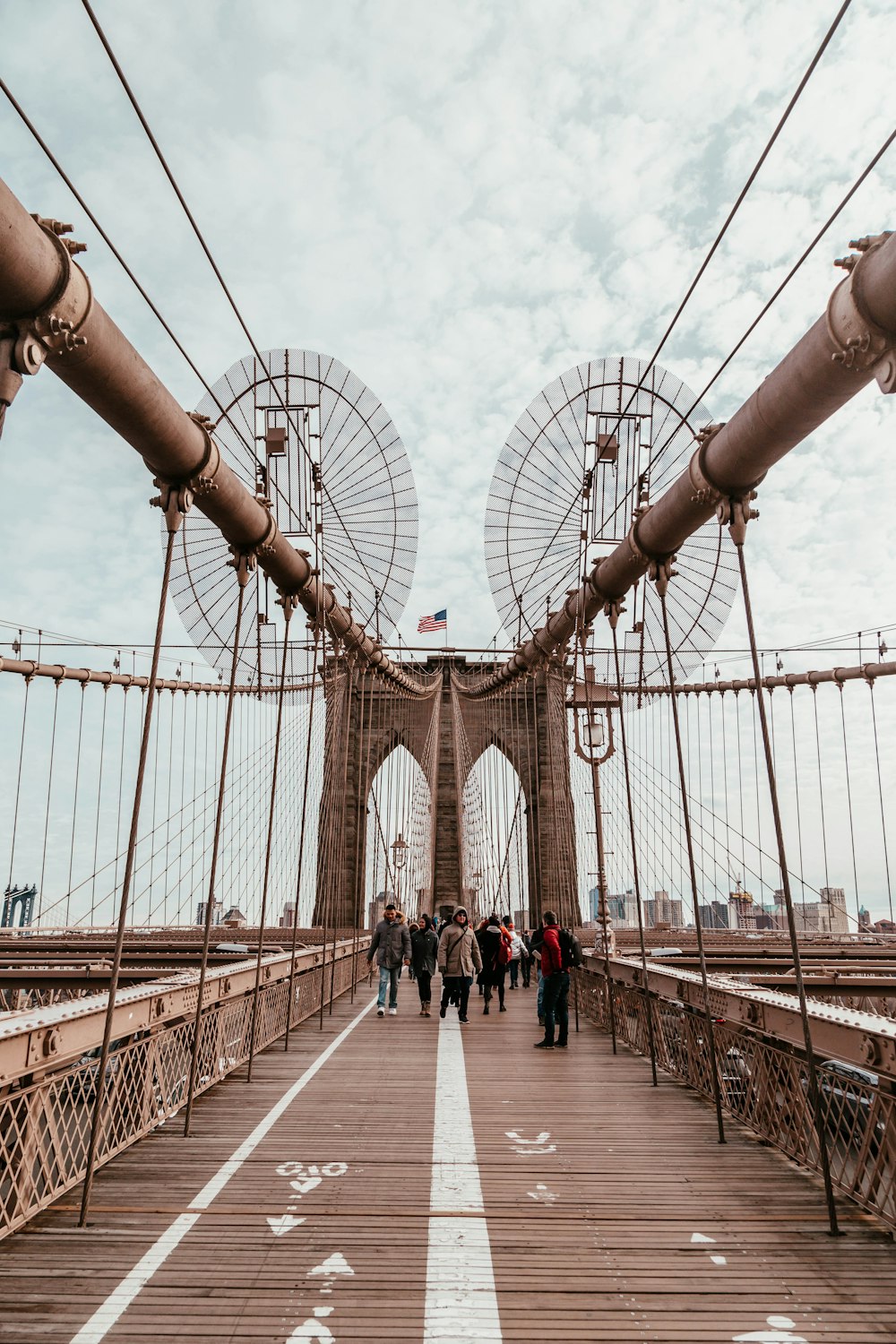 group of people on bridge