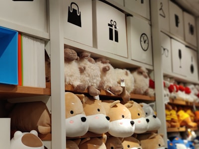 Colorful plush toys and collectibles
