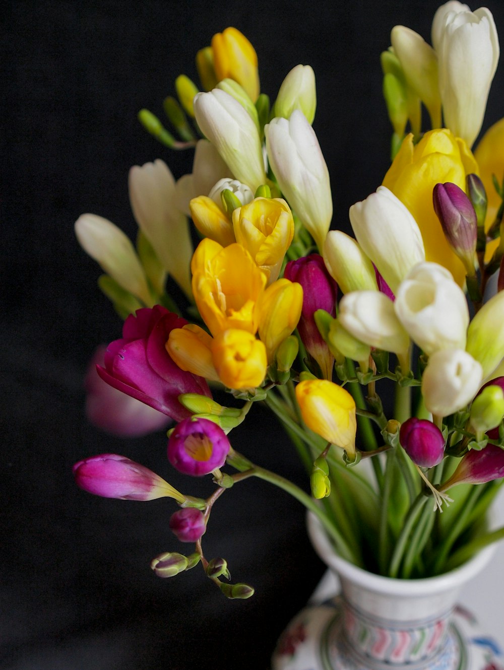 assorted-color tulip centerpiec