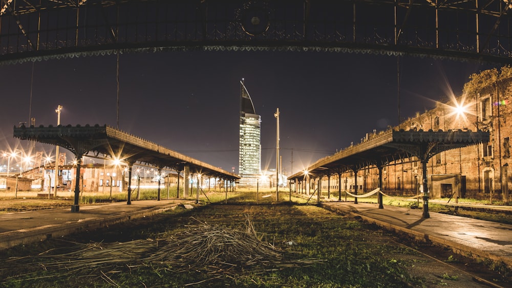 brown concrete buildings during nighttime