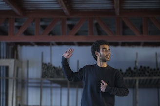 man acting, practicing speech