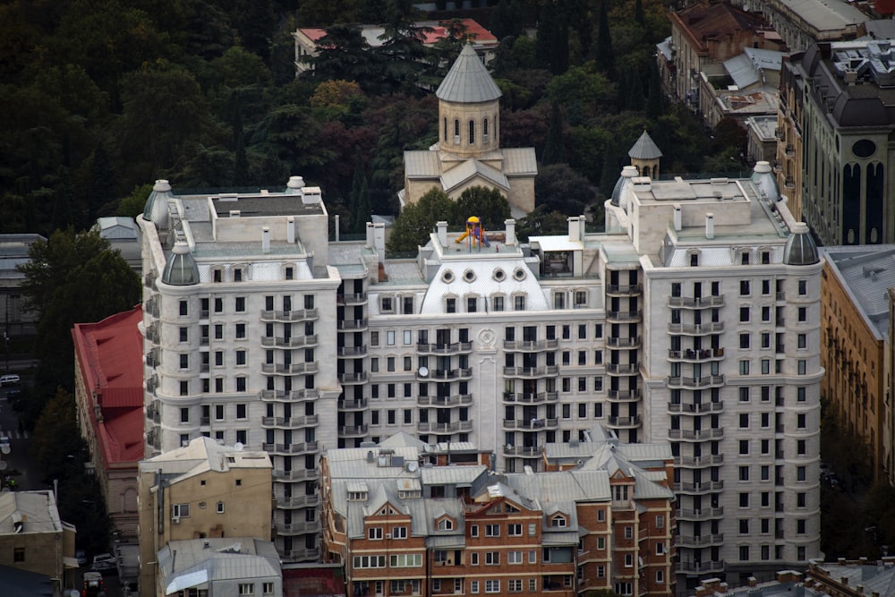 aerial photography of mid-rise top building