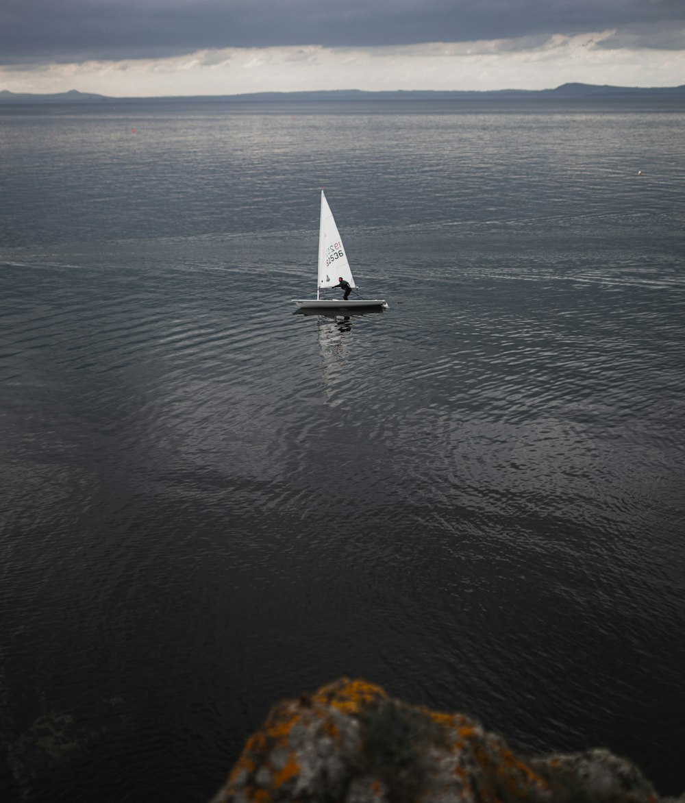 white and grey sailboat