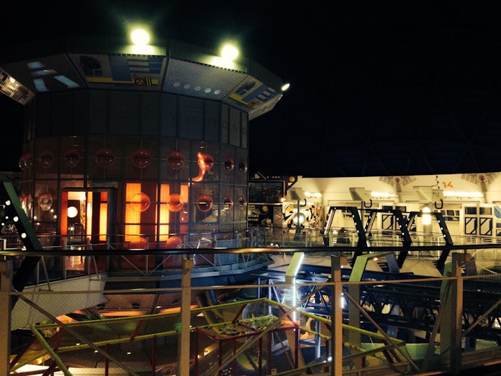 A futuristic space station orbiting a distant planet with glowing AI interfaces.