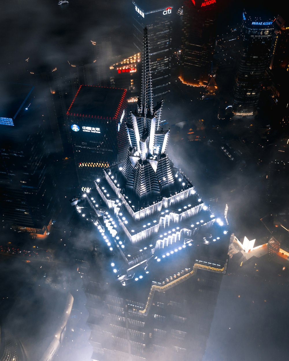 top-view photography of building during nighttime