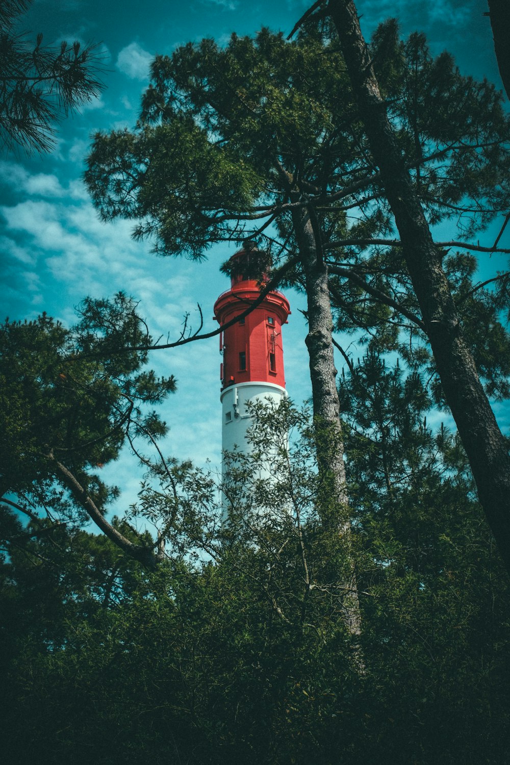 white and red tower