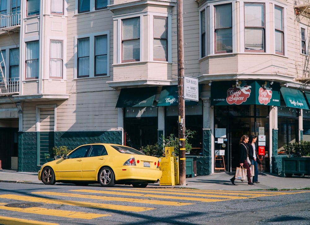 yellow sedan