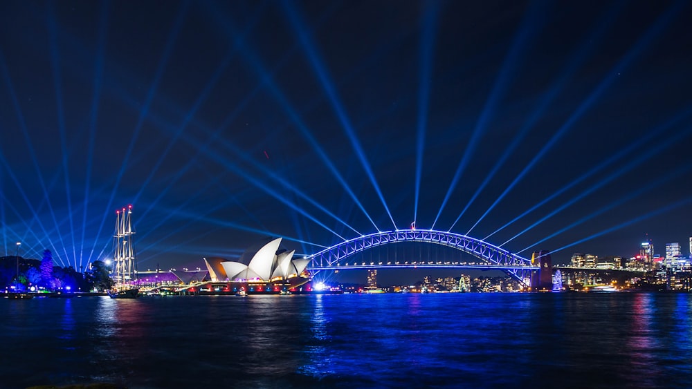 Sydney Opera House and Harbour bridge at night