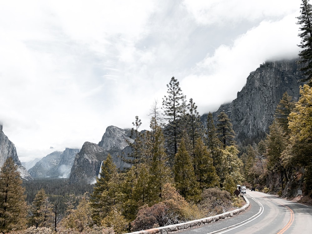 gray pavement road towards mountain