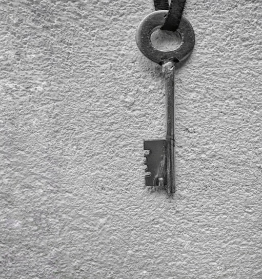 An elegant and simple icon of an old key symbolizing access to lost communication.