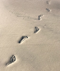 footprints on brown sand