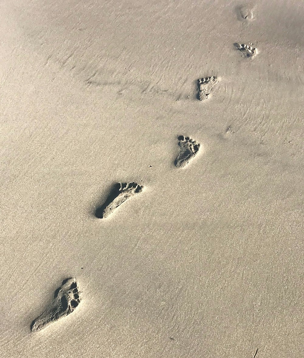 footprints on brown sand