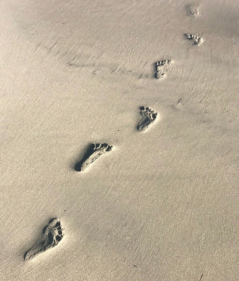 Empreintes de pas sur le sable brun