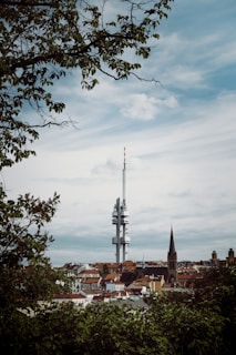 Exterior view of Caraíbas cityscape with a focus on local infrastructure and communication towers.