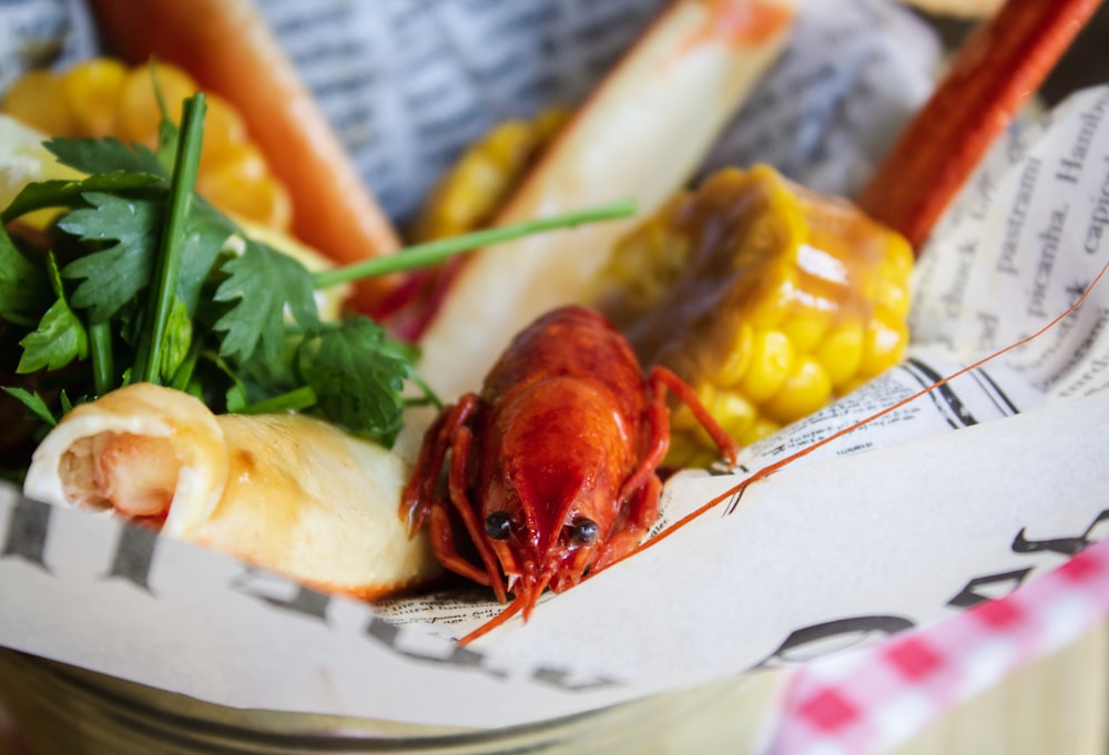 a close up of a basket of food