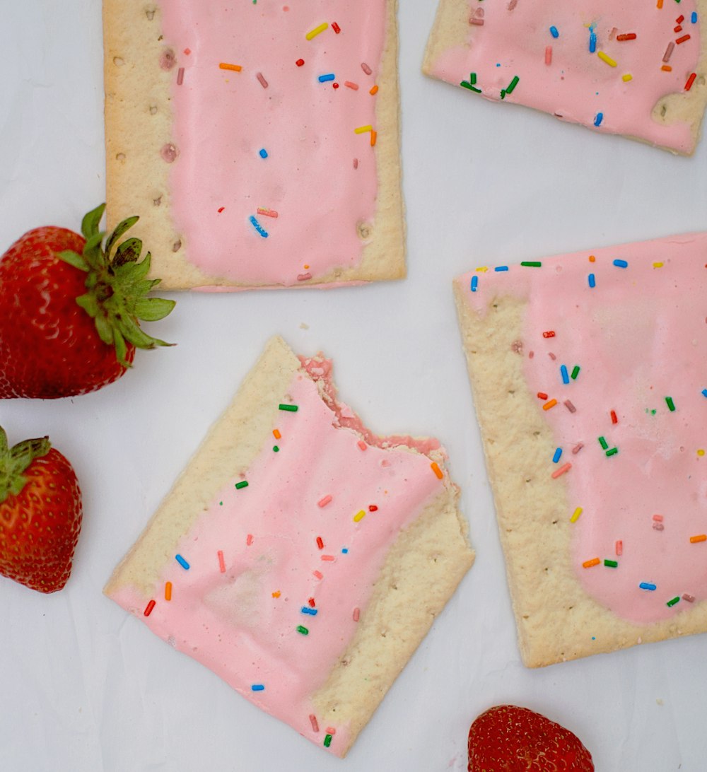 strawberries on white surface