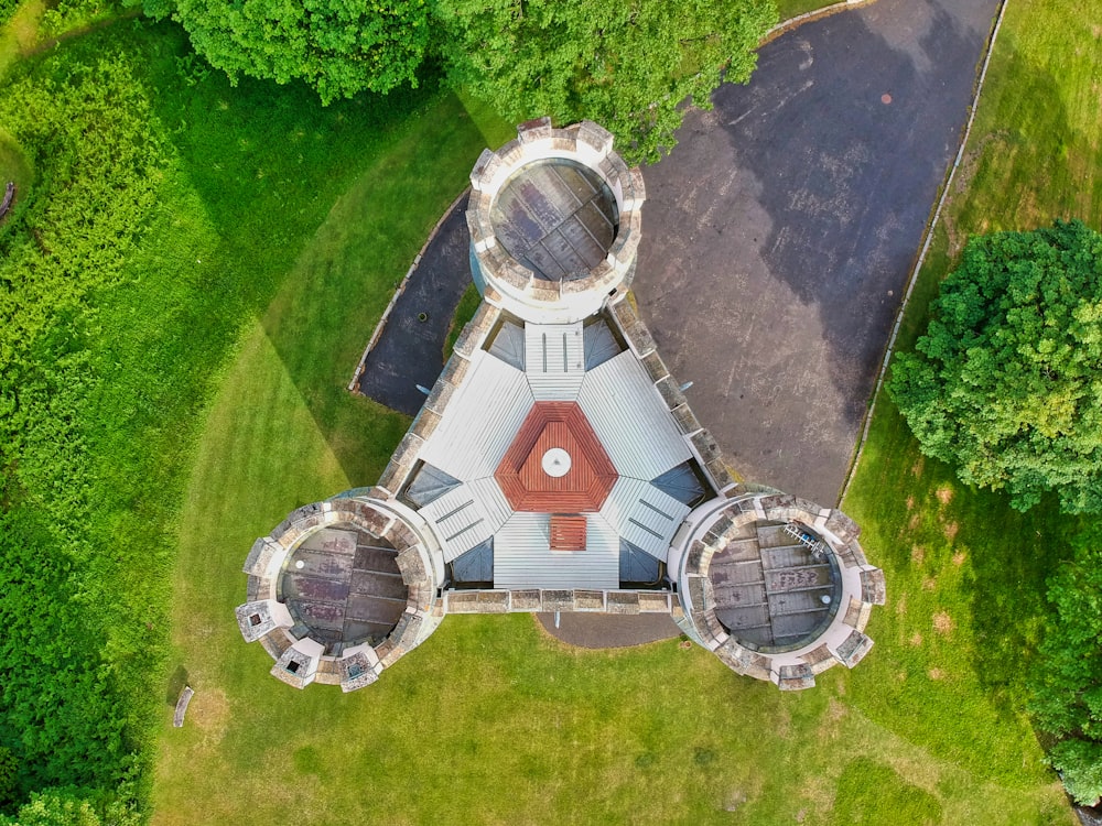 gray and white concrete building in aerial photo