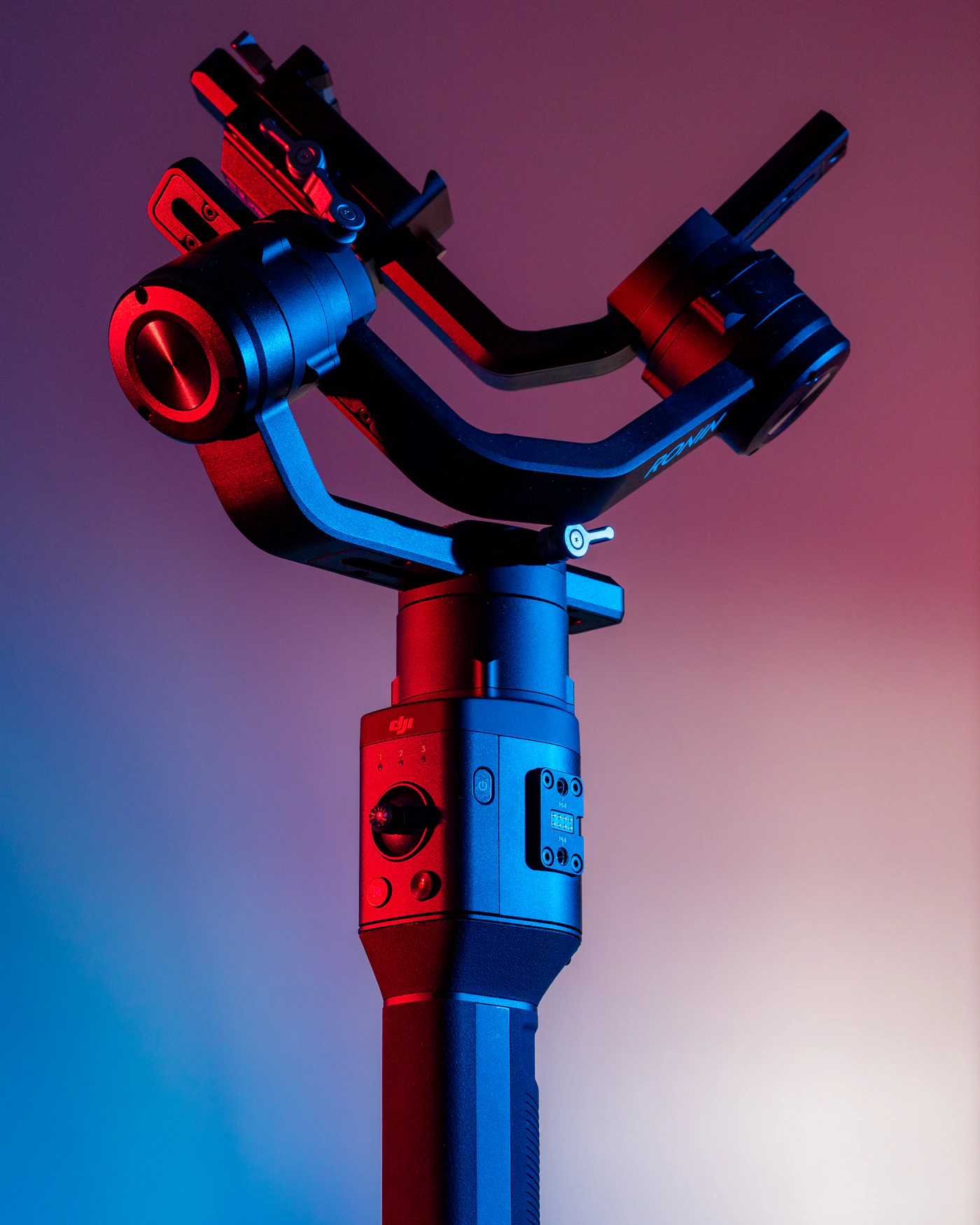A black camera stabilizer
