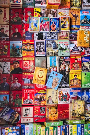 A collage of cultural artifacts representing both China and the USA.