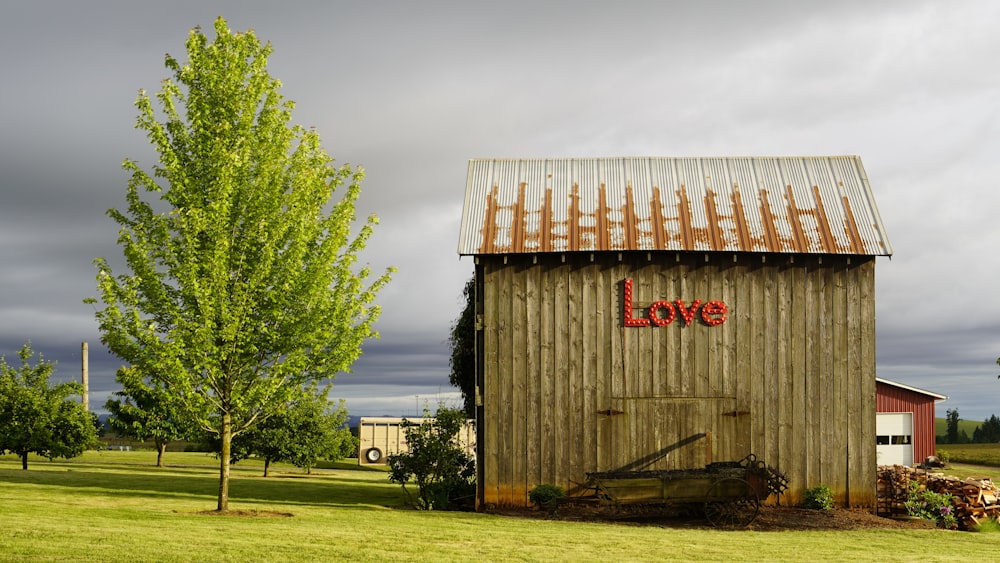 brown wooden shed