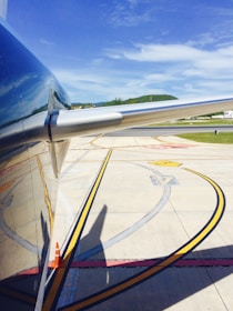 Retro-reflective airport directional signs installed along a runway.