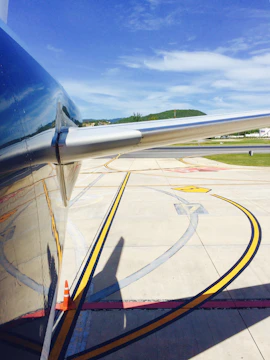 Close-up of road and airport runway painting for clear signaling.