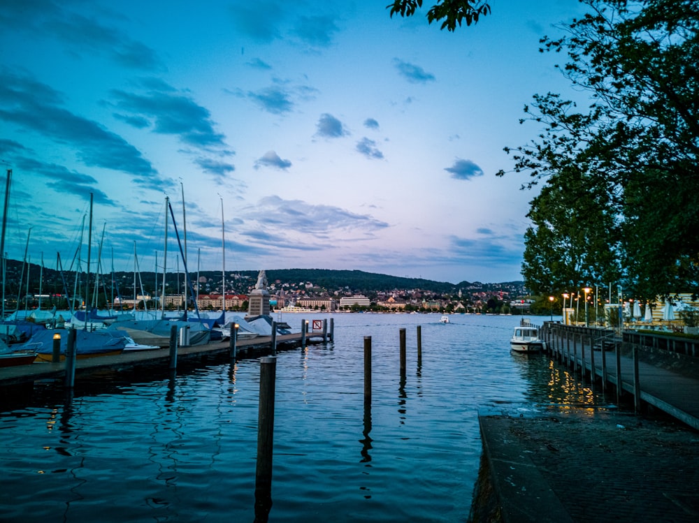 boat docking under grey clouds